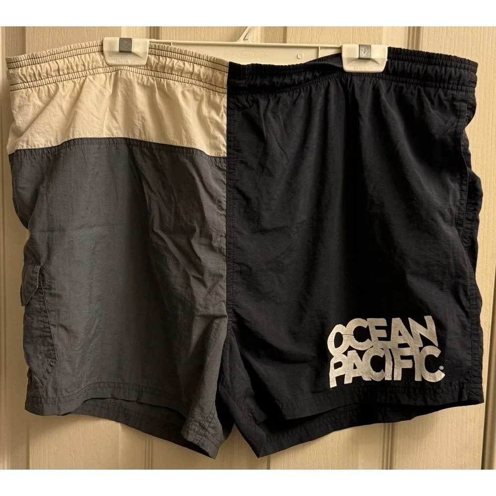 Vintage OP Ocean Pacific Swim Trunks Men 3XL Colorblock 90s Surf Lined‎ Nylon